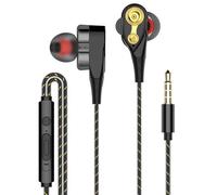 Écouteurs intra auriculaires, 3.5mm, double dynamique, à quatre coeurs, avec Microphone et contrôle du Volume, casque de musique, basse