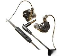 Écouteurs intra-auriculaires avec son Hi-Fi et basses profondes, câble amovible 3,5 mm & USB-C, crochets d'oreille ergonomiques pour jeu, smartphone et PC, câble de 1,2 m, noir (A)