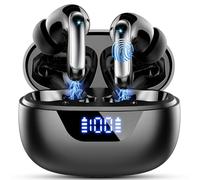 Écouteurs intra-auriculaires Bluetooth 5.3 sans fil avec 4 micros ENC réduction du bruit, 48 heures, stéréo Hi-Fi, étanche IP7, pour iOS Android, affichage LED, USB-C, noir