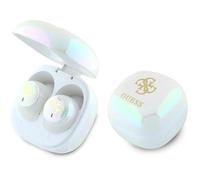 CG Mobile Guess Ecouteurs Bluetooth TWS + Station d'accueil Iridescent 4G Logo imprimé Blanc