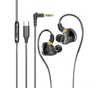 Écouteurs intra-auriculaires filaires, 1,2 m Type-C - Audio HD - Casque de jeu léger pour le sport et l'e-sport (noir)