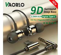 Écouteurs intra-auriculaires filaires à puce numérique, 3.5mm, AUX/Type C 9D, hi-fi, basses lourdes, casques de jeu pour Samsung Huawei Xiaomi OPPO iPad PC MP3 TypeC Green With Bag