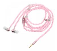 Écouteurs intra-auriculaires filaires avec micro et chaîne en perles, écouteurs mains libres universels avec télécommande et micro (rose)