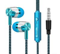 Écouteurs intra-auriculaires filaires avec micro isolant du bruit et contrôle du volume pour appareils Android et iOS Étui de transport compact inclus Bleu