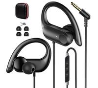 Écouteurs intra-auriculaires filaires de 3,5 mm pour ordinateur portable, PC, écouteurs intra-auriculaires filaires avec crochets d'oreille et microphone à boucle pour Samsung A25 A23 A15 A14