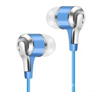 Écouteurs intra-auriculaires filaires de qualité supérieure avec microphone pour smartphones Huawei et Honor - Prise audio 3,5 mm - Isolation sonore - Noir (bleu)