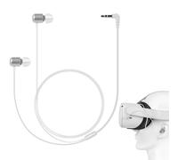 Écouteurs Intra-Auriculaires Geekria VR compatibles avec Meta Q3/Q2/Pico Neo 3/HTC Vive, écouteurs auxiliaires 3,5 mm avec Son à 360 degrés pour Casque de Jeu de réalité virtuelle (Blanc)