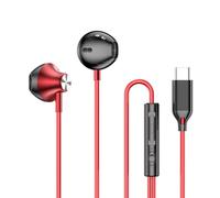 Écouteurs Intra-Auriculaires HiFi avec Contrôle Filaire, Son Surround, USB Type C, 3.5mm, pour Samsung Galaxy S24/S23/S22 Ultra ¿ Type C Rouge