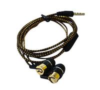 Écouteurs intra-auriculaires Jack 3,5 mm Câblage de basses lourdes Microphone en silicone tissé antigel écouteurs, doré