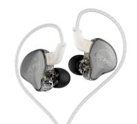 Écouteurs intra-auriculaires KZ EDC PRO HIFI incurvés gris (sensibilité 108 dB, ligne de transmission en argent)