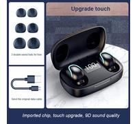 Écouteurs intra-auriculaires sans fil Bluetooth TWS, Mini oreillettes de sport stéréo étanches, antibruit, mains libres