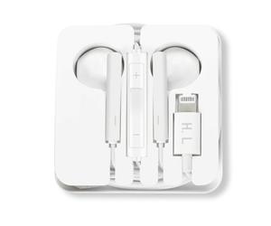 Écouteurs iPhone Lightning Filaires Kit Mains Libres Télécommande Micro Blanc