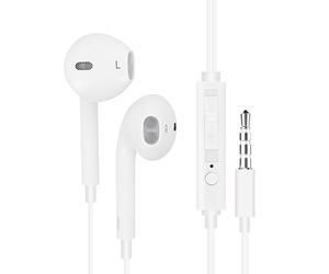 Écouteurs Jack 3.5mm Kit piéton Télécommande et Micro Embouts ergonomiques Blanc