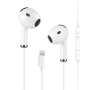 Écouteurs Lightning avec câble, certifiés Apple MFi pour iPhone 14/14 Plus/13/12/11/8/7 X Pro Max, écouteurs intra-auriculaires HiFi audio stéréo (blanc)