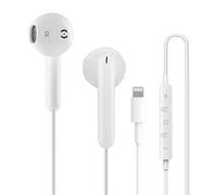 Écouteurs Lightning in Ear avec Câble Compatibles avec Apple iPhone 14/14 Plus/13/12/11/8/7 X Pro Max, Certifié MFi Audio HiFi Stéréo avec Micro et Contrôle du Volume (Blanc)