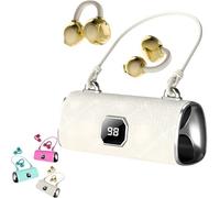 Écouteurs Lilyrhyme, Casque sans Fil à Clip Tendance, Nouveaux écouteurs Bluetooth Ouverts Style Sac à Main avec écran LED for Le Sport, Les Voyages et Les déplacements.(White)