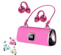 Écouteurs Lilyrhyme, Casque sans Fil à Clip Tendance, Nouveaux écouteurs Bluetooth Ouverts Style Sac à Main avec écran LED for Le Sport, Les Voyages et Les déplacements.(Pink)