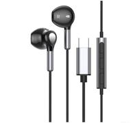 Écouteurs magnétiques de type C avec traitement audio numérique et diaphragme composite de 14 mm pour une imagerie sonore large (noir)