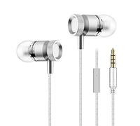 Ecouteurs Metal pour Samsung Galaxy A41 avec Micro Kit Main Libre Intra-AURICULAIRE Casque Universel Jack (Argent)