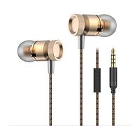 Ecouteurs Metal pour Samsung Galaxy A41 avec Micro Kit Main Libre Intra-AURICULAIRE Casque Universel Jack (Or)