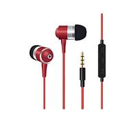 Ecouteurs Metal pour Sony Xperia Xa1 avec Micro et Telecommande Reglage Son Kit Main Libre Intra-Auriculaire Universel (Rouge)