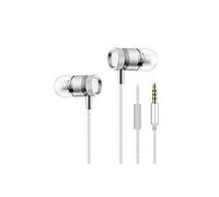 Ecouteurs Metal pour SONY Xperia XZ1 avec Micro Kit Main Libre INTRA AURICULAIRE Casque Universel Jack (ARGENT)