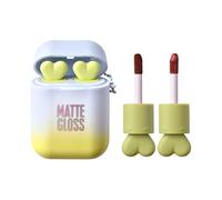 écouteurs mignons Rouges à lèvres Ensemble de porte-clés et de rouge à lèvres,Rouge à lèvres 2 en 1 longue tenue,mini gloss liquide velours mat antiadhésif femmes filles,1 pièce (I)