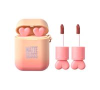 écouteurs mignons Rouges à lèvres Ensemble de porte-clés et de rouge à lèvres,Rouge à lèvres 2 en 1 longue tenue,mini gloss liquide velours mat antiadhésif femmes filles,1 pièce (One Size)