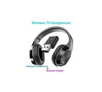 Ecouteurs noir bluetooth sans fil avec adaptateur émetteur pour télévision stéréo