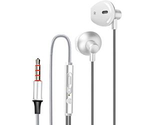 Écouteurs Nylon Tressé Intra-auriculaires Jack 3.5mm Kit mains libres LinQ Blanc