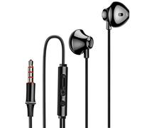 Écouteurs Nylon Tressé Intra-auriculaires Jack 3.5mm Kit mains libres Noir