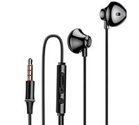 Écouteurs Nylon Tressé Intra-auriculaires Jack 3.5mm Kit mains libres Noir