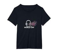 Écouteurs on World Off Music Lover T-Shirt, Femme Grandes Tailles, Noir, 5X