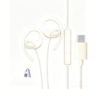 Écouteurs ouverts USB de type C pour iPhone 17 Pro Max, 16, 16e, 15/Samsung A17, S25, S24, S26, avec crochets d'oreille et microphone pour ordinateur portable, iPad A16/Pixel 10 9a (beige)