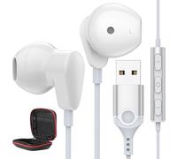 Écouteurs PC avec Microphone,Léger Casque USB A avec Câble 2,3M pour Jeux Vidéo,Intra-auriculaire Gaming Casque Filaire pour Ordinateur Portable Contrôle Audio pour Bureau Diffusion en Direct PS4 PS 5