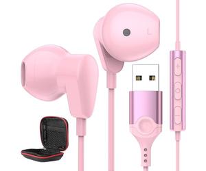 Écouteurs PC Léger Casque USB A avec Câble 2,3M Microphone pour Jeux Vidéo