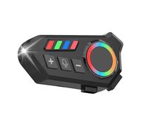 Écouteurs pour casque de moto - Systèmes de communication pour casque, écouteurs avec assistant vocal, lumière colorée, annulation du bruit | Oreillette Bluetooth imperméable pour cyclisme, ATV, moto