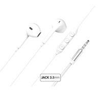 Ecouteurs Renforcés Jack 3.5mm Télécommande/Micro Bouton Blanc + Garantie à vie Force Play