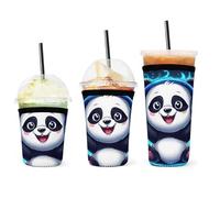 Écouteurs réutilisables en forme de panda noir et blanc, manchon isolant pour boissons froides, porte-gobelet en néoprène pour la plupart des cafés