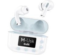 D-Jix - Écouteurs sans Fil Bluetooth M-Usik Player - Appareil 2 en 1 Écouteurs Bluetooth sans Fil et Baladeur MP3-8GO - Autonomie 18H - 4000 Titres Musicaux - Compatible Smartphones Blanc