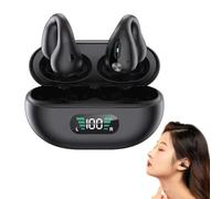 Écouteurs Sans Fil à Clip à Conduction Osseuse Casque Oreille Ouverte Bluetooth 5.3, Mini Ecouteur de Sport à Pinces, Oreillette Bluetooth Indolores pour Course Gym, Affichage LED de Batterie Black