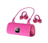Écouteurs sans fil à clipser avec écran LED et 50 heures pour une durée de vie de la batterie, casque étanche IPX5 pour salle de sport, course à pied, voyage, ajustement sécurisé dans une teinte rose