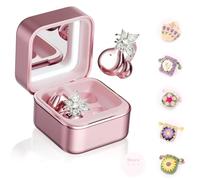Écouteurs sans fil à clipser pour femme avec boucles d'oreilles papillon, écouteurs Bluetooth 6.0 à oreilles ouvertes, boîte de charge 30 heures avec miroir de maquillage, lumière LED et sac fait main