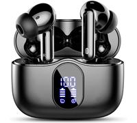 Écouteurs sans fil avec Bluetooth 5.3, écouteurs intra-auriculaires avec 4 micros ENC et 36 heures de lecture, affichage LED inclus Black