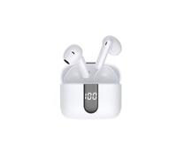 Ecouteurs sans-fil avec indicateur de charge AURA, Bluetooth, batterie intégrée 40mAh, Boitier de recharge 400mAh, ANC, blanc
