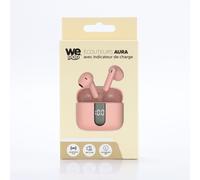 Ecouteurs sans-fil avec indicateur de charge AURA, Bluetooth, batterie intégrée 40mAh, Boitier de recharge 400mAh, ANC, rose