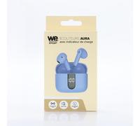 Ecouteurs sans-fil avec indicateur de charge AURA, Bluetooth, batterie intégrée 40mAh, Boitier de recharge 400mAh, ANC, bleu