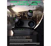 Ecouteurs Sans Fil Avec Latence Faible De 35Ms,Gaming Avec Son Exceptionnel,Bluetooth 5.2,Indice Détanchéité Ipx5,Autonomie De 24H,Micro Clair,Port Confortable