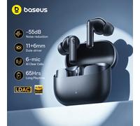 Écouteurs sans fil Baseus Bass EP10 Ultra - Réduction de bruit de 55 dB, 65 heures d'autonomie, écouteurs Bluetooth 6.0, 6 micros, appels clairs grâce à l'IA White