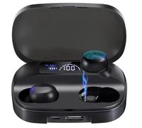 Écouteurs sans fil Bluetooth 5.2 - Écouteurs sans fil avec boîtier de charge de 3000 mAh, écran LED, contrôle tactile intelligent, réduction du bruit, batterie externe portable - pour iOS et Android